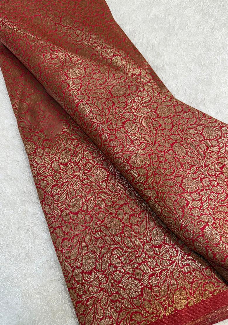 Maroon Brocade Fusion Set - Indya