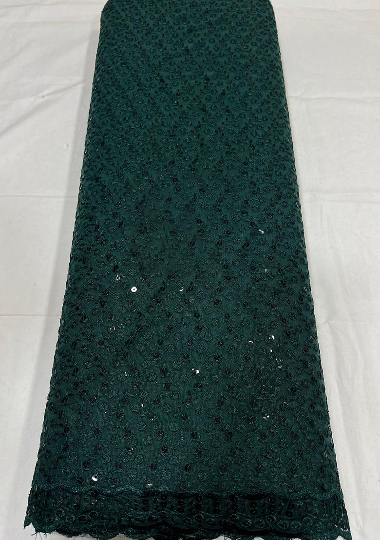 Teal Green Georgette Embroidered Fusion Set - Indya