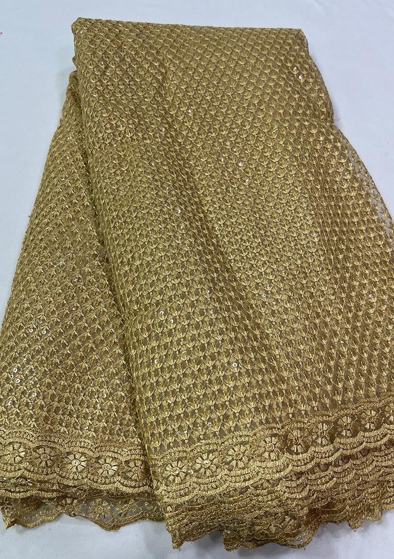 Gold Crepe Embroidered Fusion Set - Indya