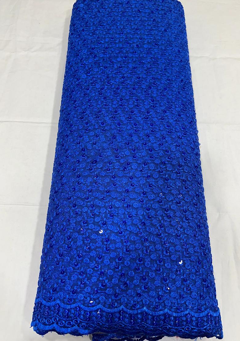 Royal Blue Crepe Embroidered Fusion Set - Indya