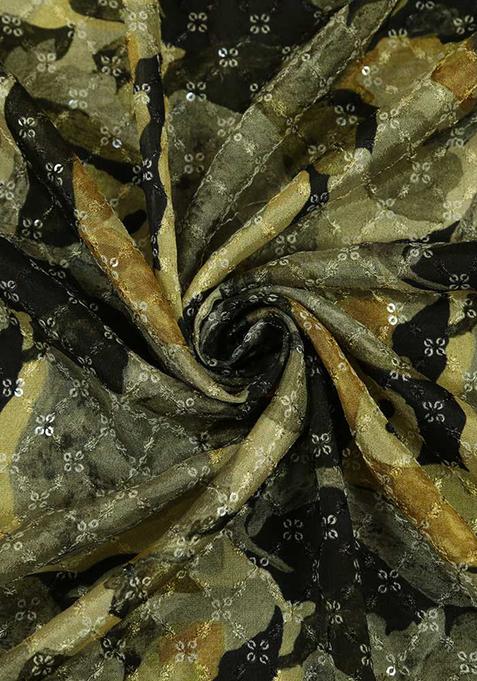 Green Solid Chiffon Pre Draped Saree Set