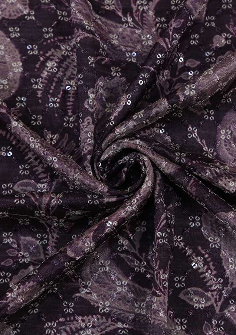 Purple Solid Chiffon Pre Draped Saree Set - Indya
