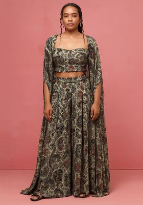 Multicolor Printed Georgette Fusion Set