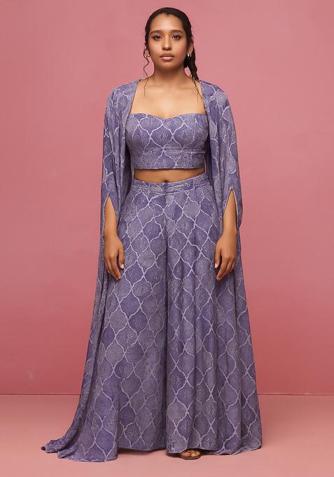 Multicolor Printed Chiffon Fusion Set