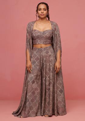 Multicolor Printed Chiffon Fusion Set