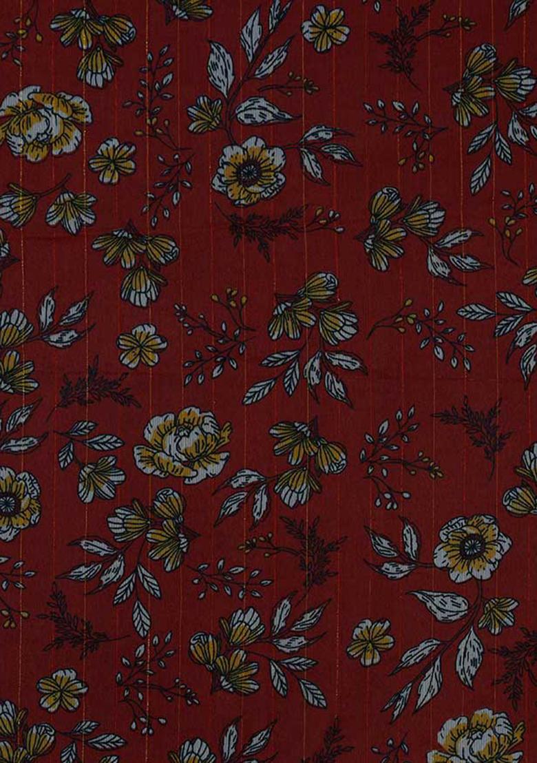 Red Printed Chiffon Fusion Set