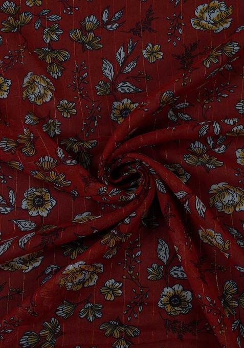 Red Printed Chiffon Fusion Set