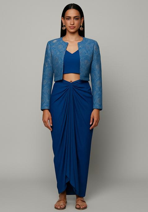 Blue Brocade Fusion Set