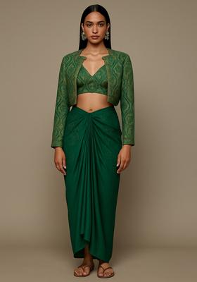 Green Brocade Fusion Set