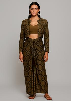 Brown Brocade Fusion Set