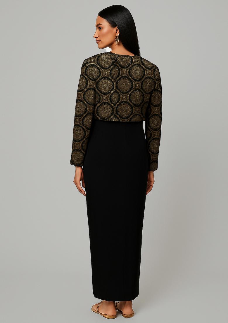 Brown Brocade Fusion Set - Indya