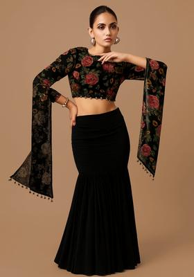 Black Embroidered Blouse Tissue Fusion Set