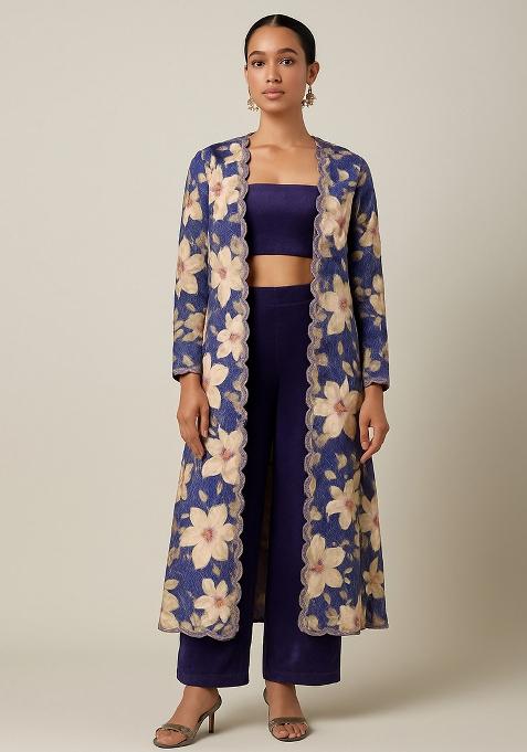 Purple Printed Micro Velvet Fusion Set