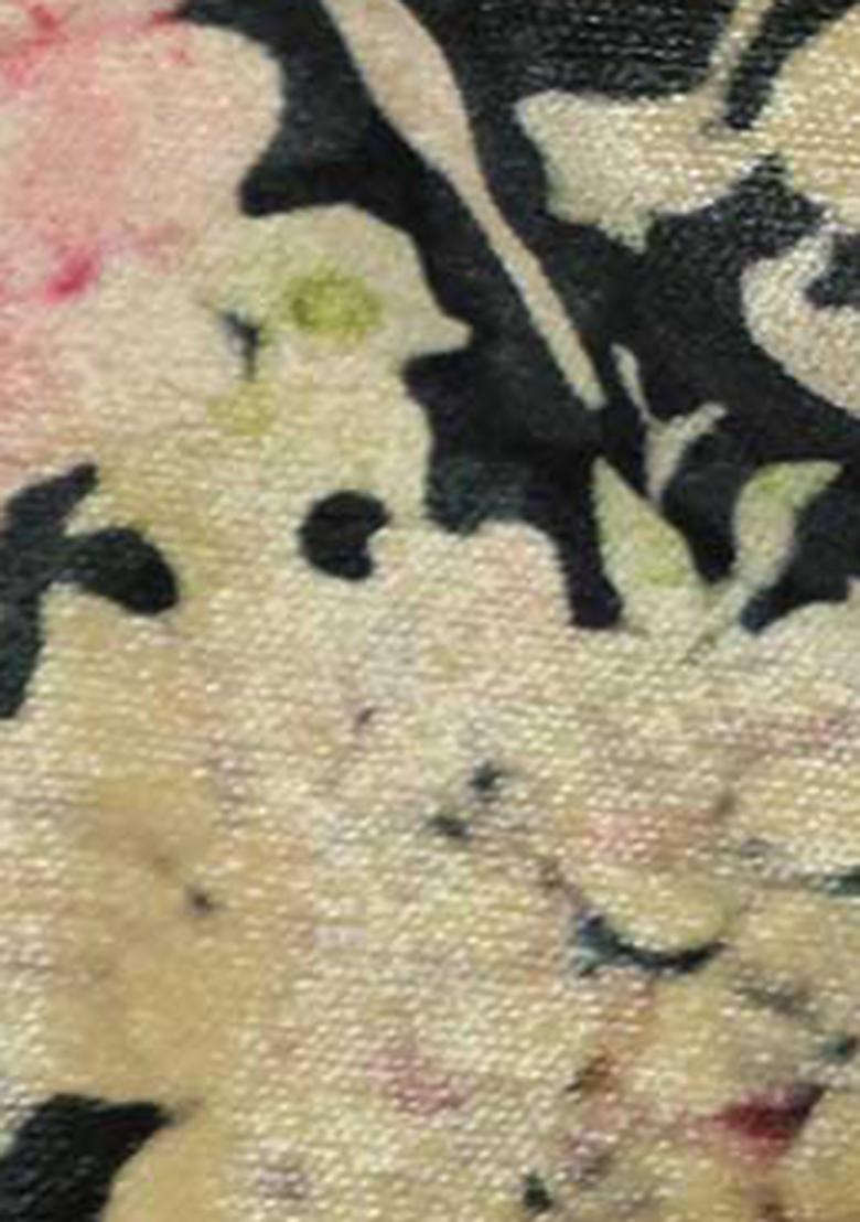 Black Printed Micro Velvet Fusion Set - Indya