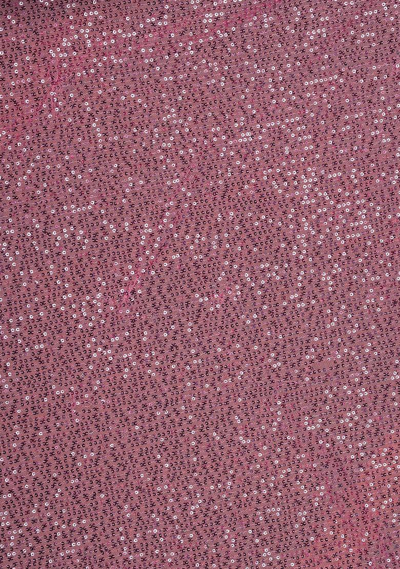 Mauve Embellished Blouse Georgette Fusion Set - Indya