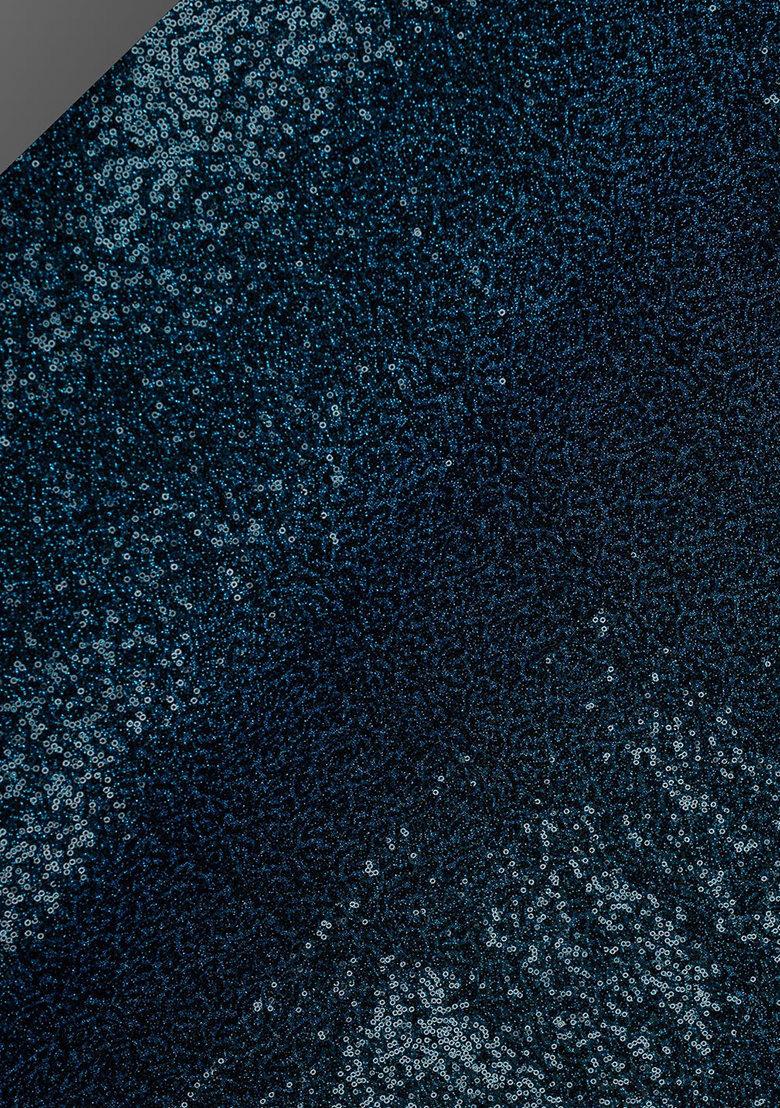 Teal Blue Embroidered Blouse Georgette Fusion Set