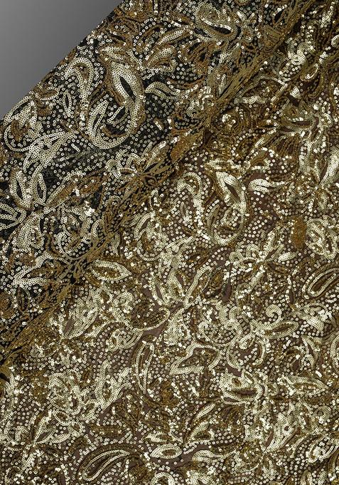 Gold And Black Embroidered Chinon Lehenga Set