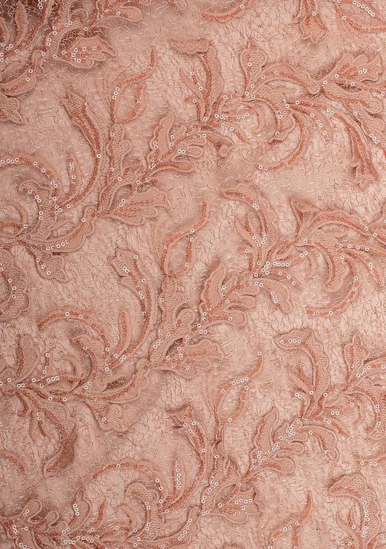 Peach Embellished Jacket Georgette Fusion Set - Indya