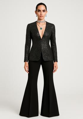 Black Embellished Georgette Fusion Set