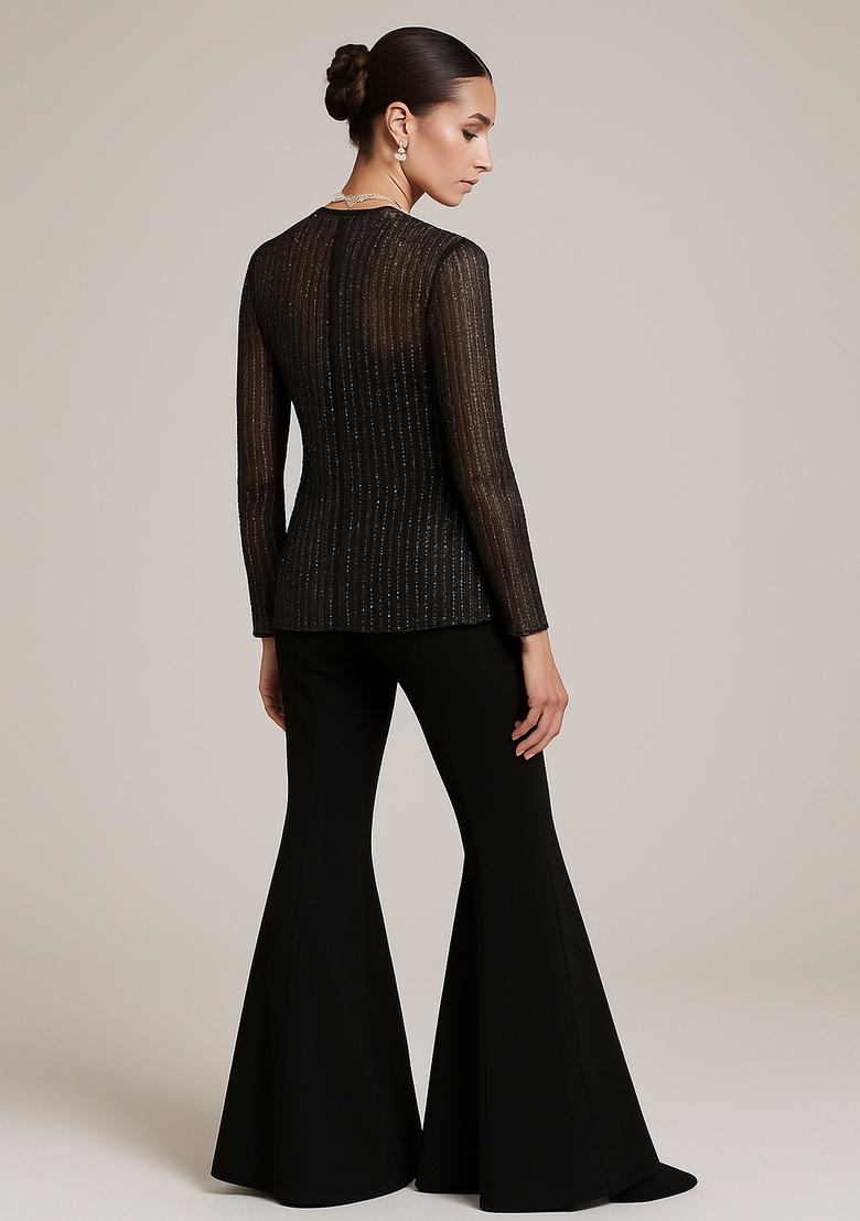 Black Embellished Blazer Georgette Fusion Set