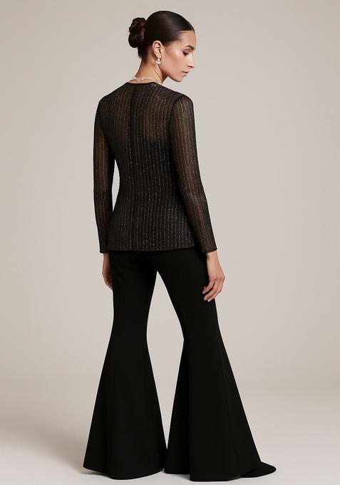 Black Embellished Blazer Georgette Fusion Set