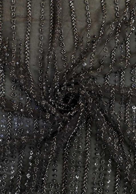 Black Embellished Blazer Georgette Fusion Set