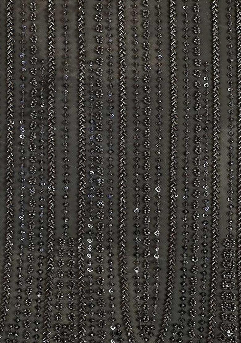 Black Embellished Blouse Georgette Fusion Set