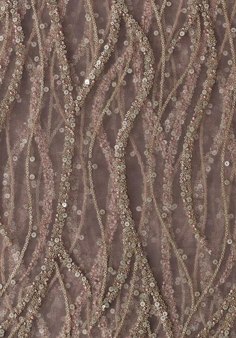 Mauve Sequin Embellished Blouse Georgette Fusion Set