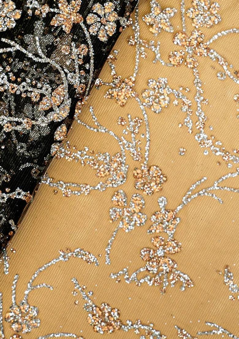 Black Embellished Georgette Fusion Set  - Indya