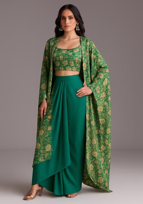 Green Printed Polyster Fusion Set 