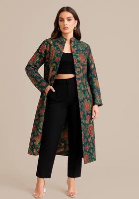 Green Sequin Embroidered Crepe Fusion Set