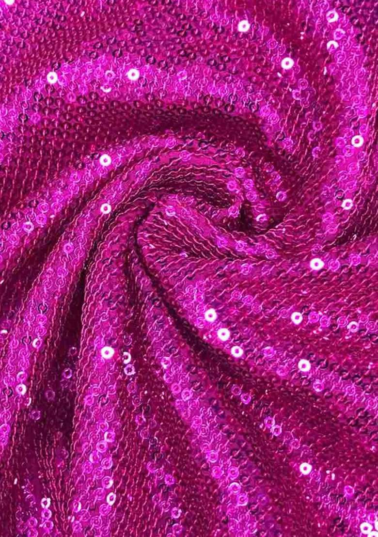 Hot Pink Sequin Work Georgette Gown for Diwali and Festive Wear - Indya