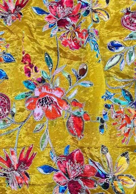 Yellow Embroidered Organza Lehenga Set