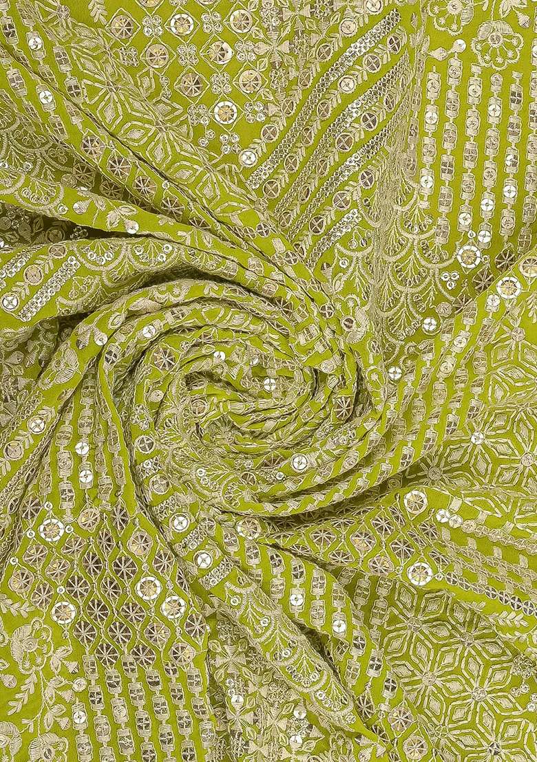 Yellow Embellished Net Fusion Set - Indya