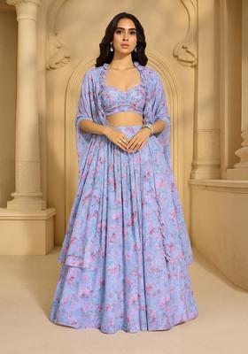 Purple Embroidered Chanderi Fusion Set