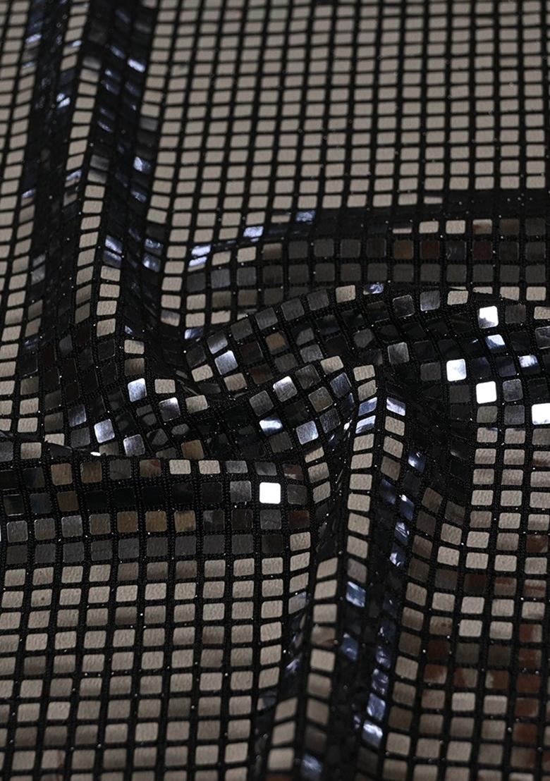 Black Embellished Blouse Georgette Fusion Set