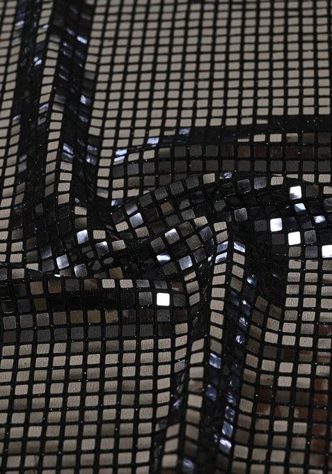 Black Embellished Blouse Georgette Fusion Set