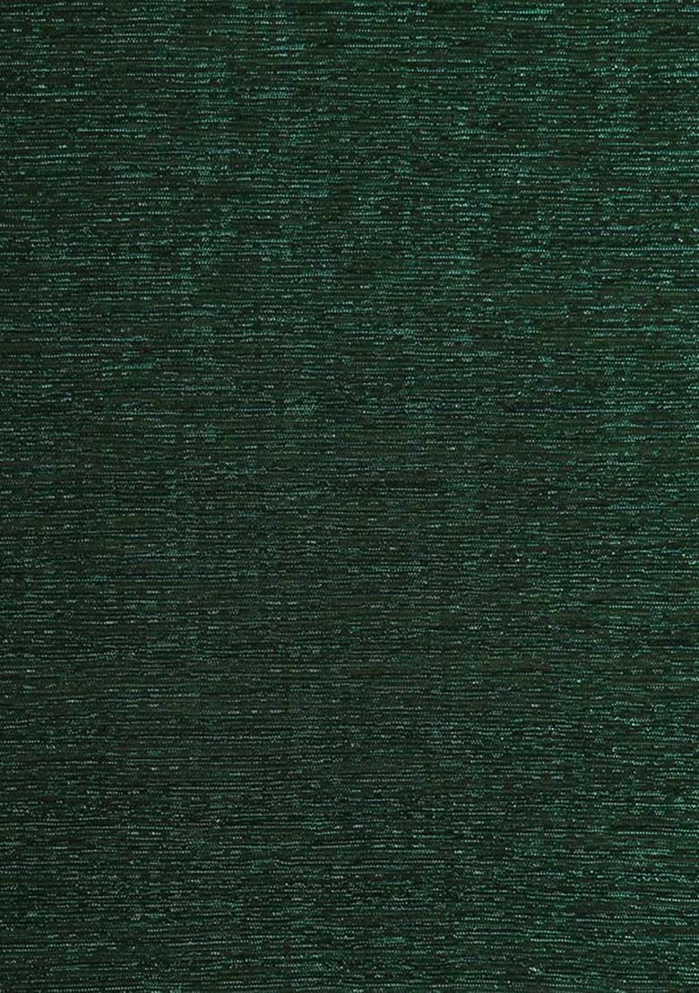 Bottle Green Self Design Blouse Polyester Fusion Set - Indya