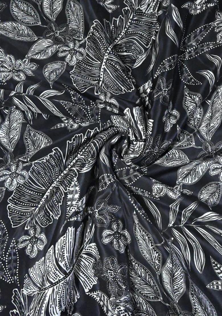 Black Printed Crepe Lehenga Set