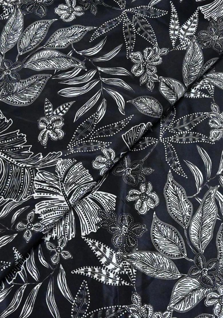 Black Printed Crepe Lehenga Set - Indya