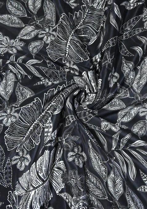 Black Printed Crepe Lehenga Set