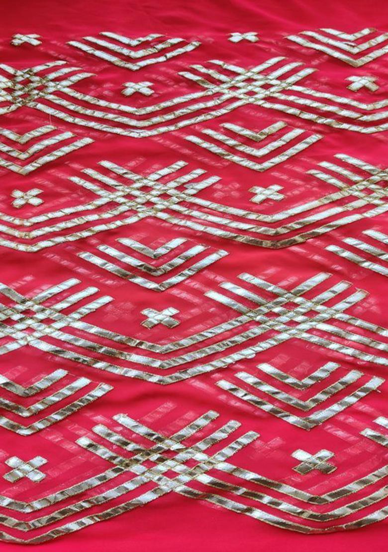 Pink Embroidered Georgette Lehenga Set - Indya