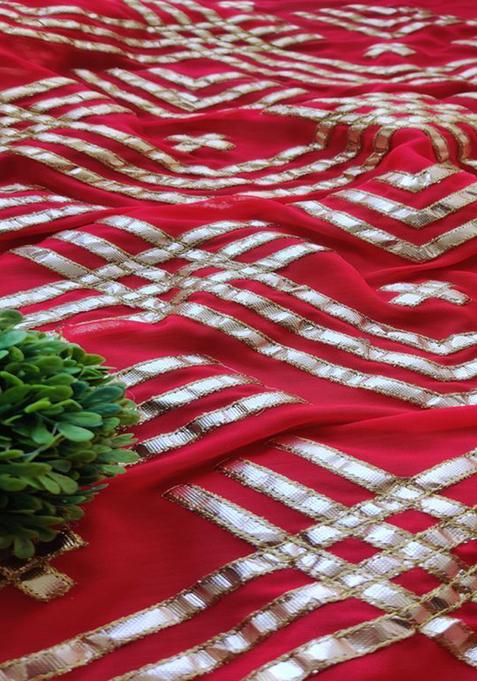 Pink Embroidered Georgette Lehenga Set