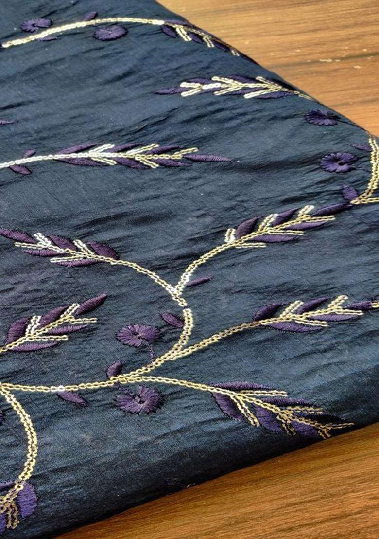 Blue Embroidered Chanderi Lehenga Set