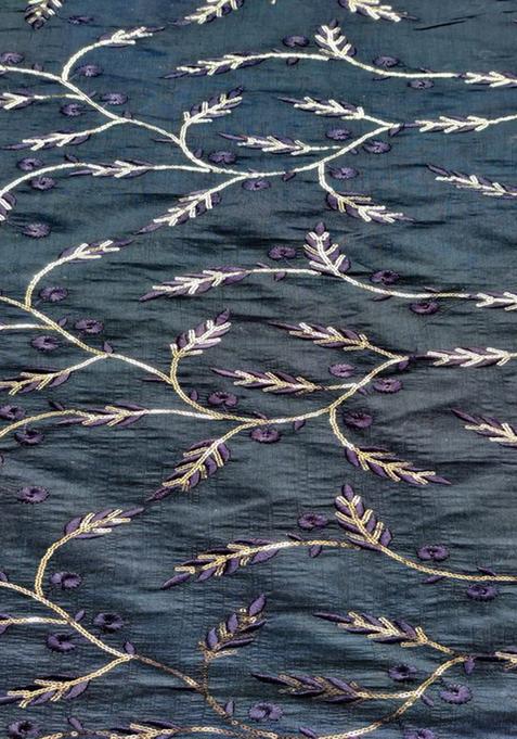 Blue Embroidered Chanderi Lehenga Set