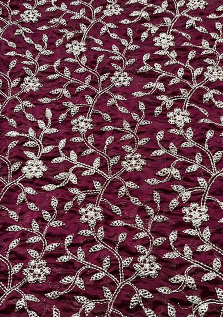 Wine Embroidered Georgette Lehenga Set - Indya