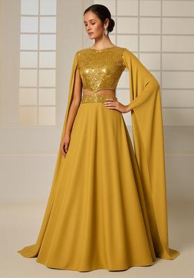 Golden Sequin Georgette Fusion Set