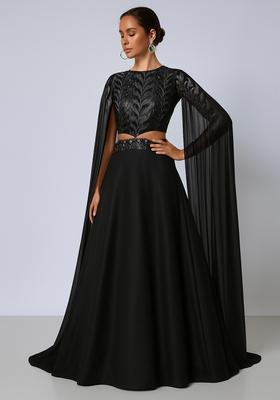 Black Foil Printed Organza Fusion Set