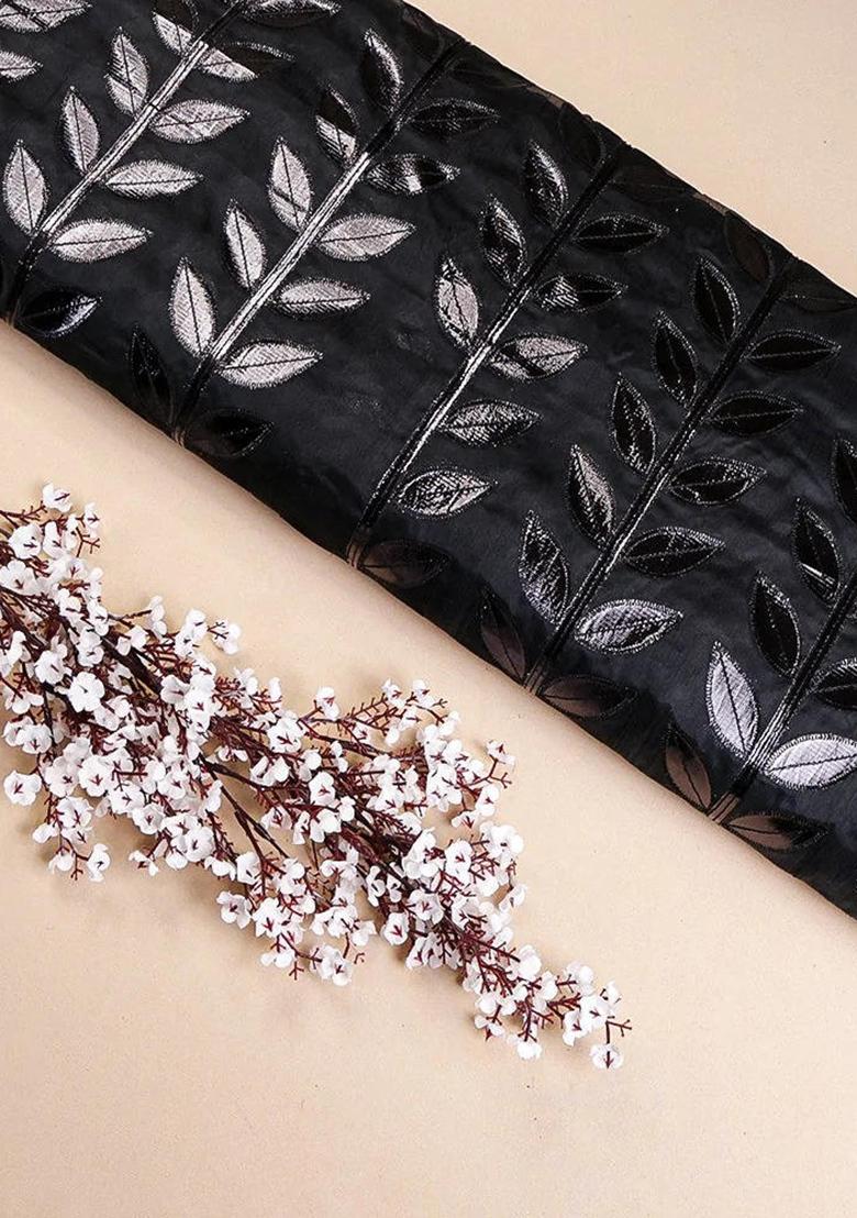 Black Foil Printed Organza Fusion Set - Indya