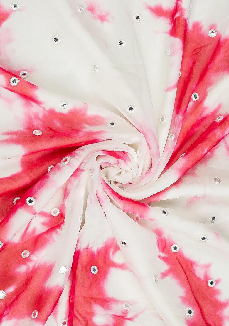 Pink Printed Georgette Lehenga Set